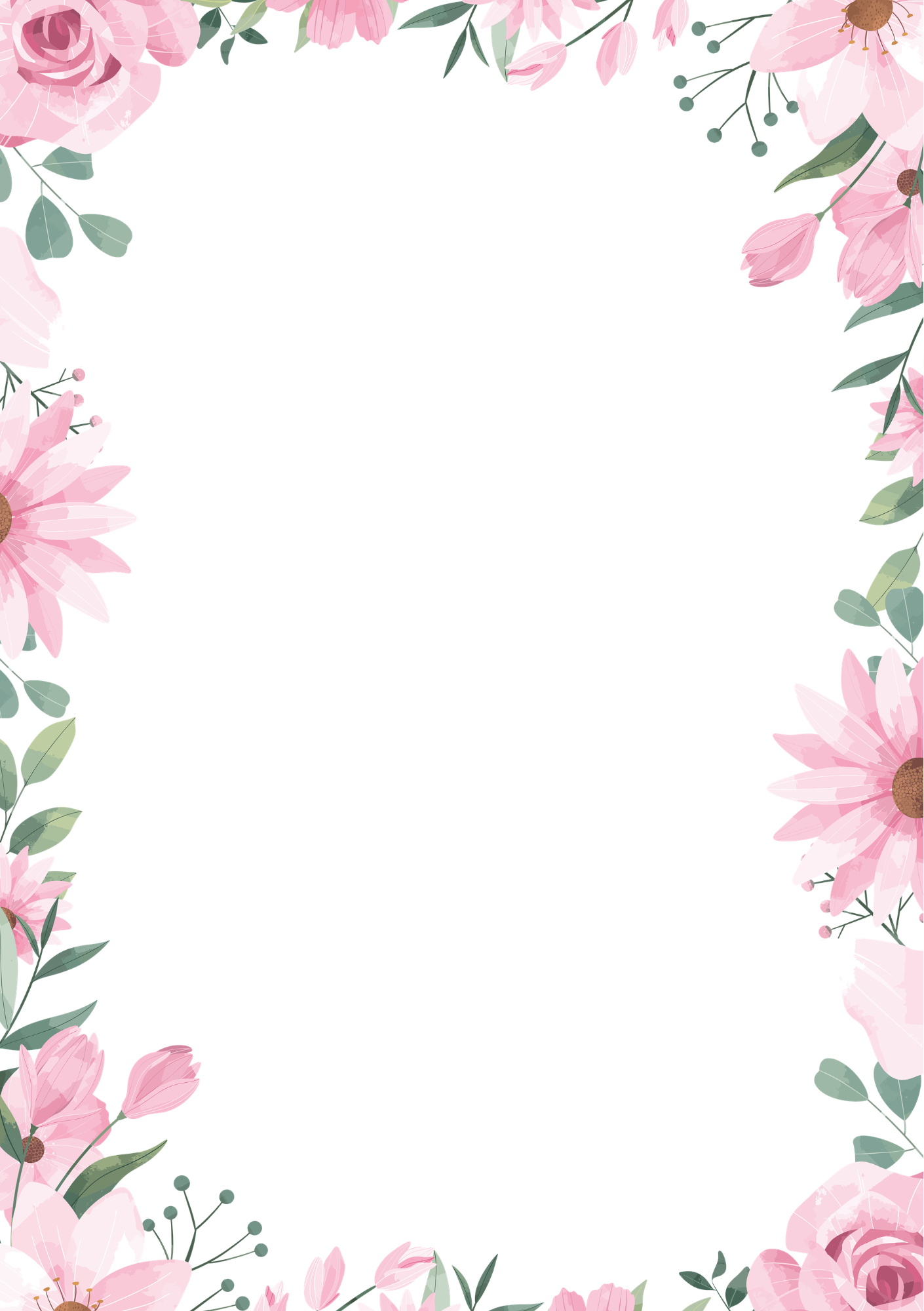 Invitație digitală de nuntă Petale Blush, cu ramă florală roz și compoziție delicată