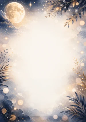 Invitație digitală aniversară Moonlight Party, fundal premium cu lună discretă, bokeh nocturn și accente argintii