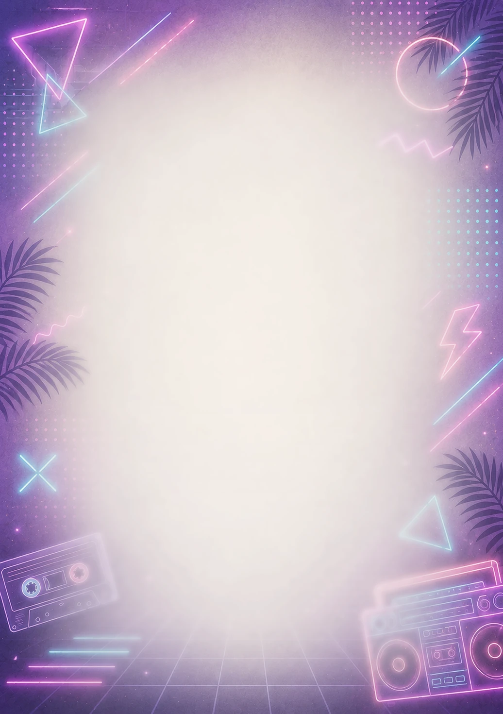 Invitație digitală aniversară Neon Retro, fundal premium cu neon soft, forme geometrice și atmosferă retro