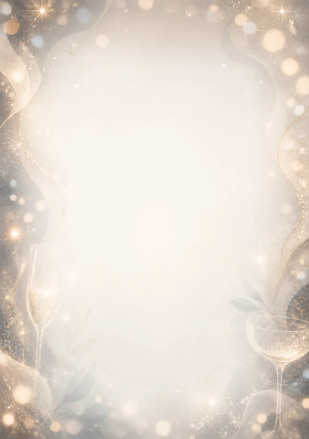 Invitație digitală aniversară Sparkling Mood, fundal premium cu sclipiri fine, bokeh și pahare abstracte