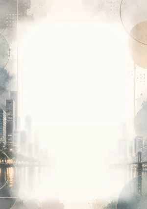 Invitație digitală aniversară Urban Chic, fundal premium cu skyline blurat, reflexii moderne și accente champagne