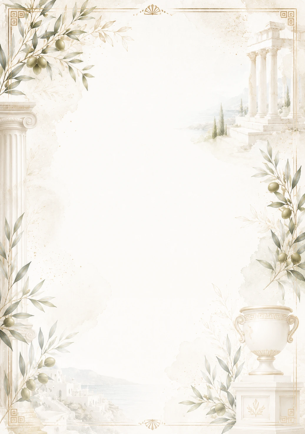 Invitație digitală de nuntă Grecian White, fundal grecian white, potrivit pentru pachetele Basic și Premium